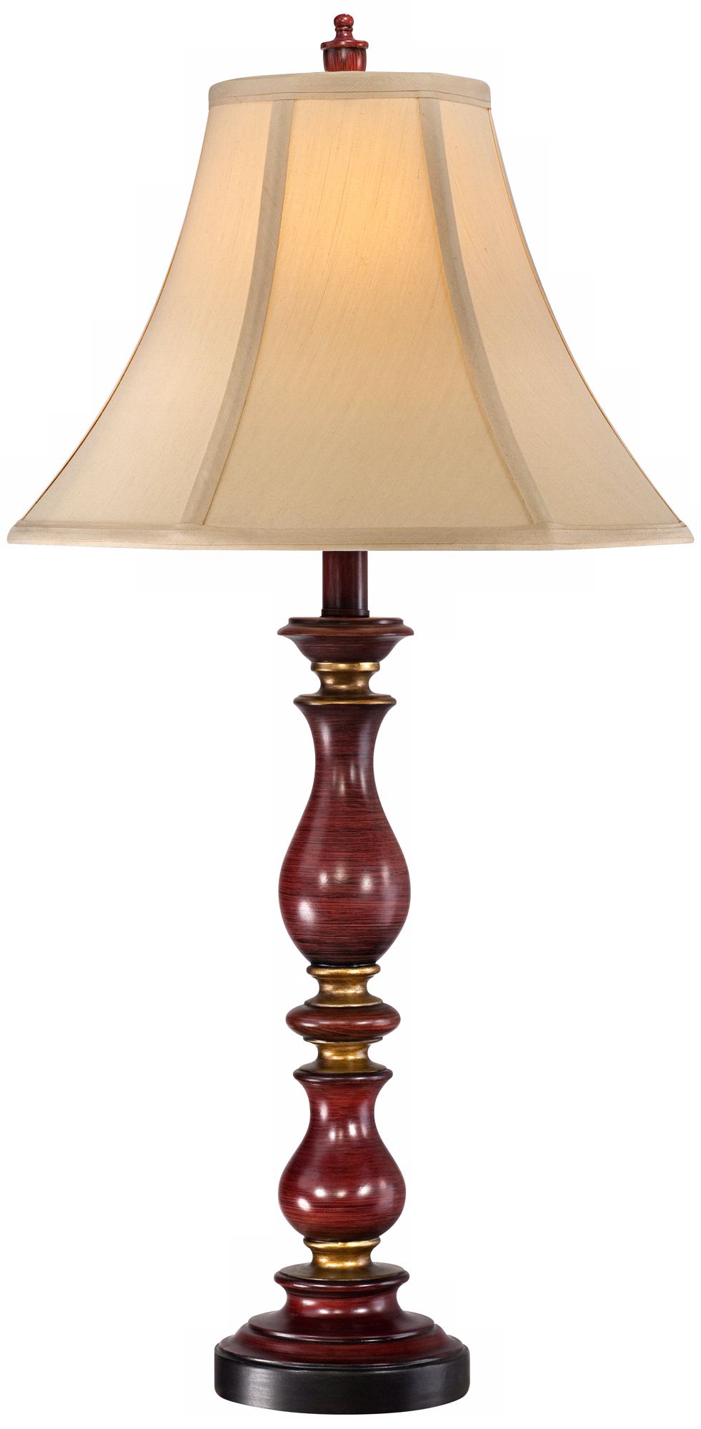 Antique Red and Gold Candlestick Table Lamp