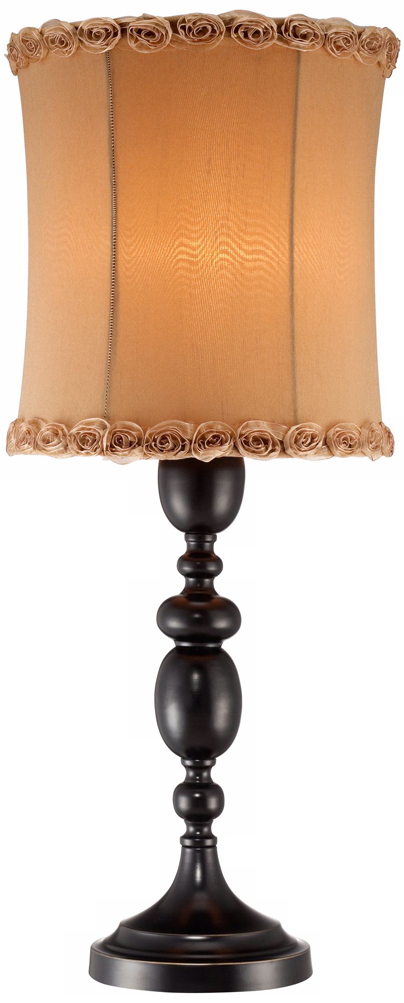 Rose Trim Shade with Bronze Candlestick Table Lamp