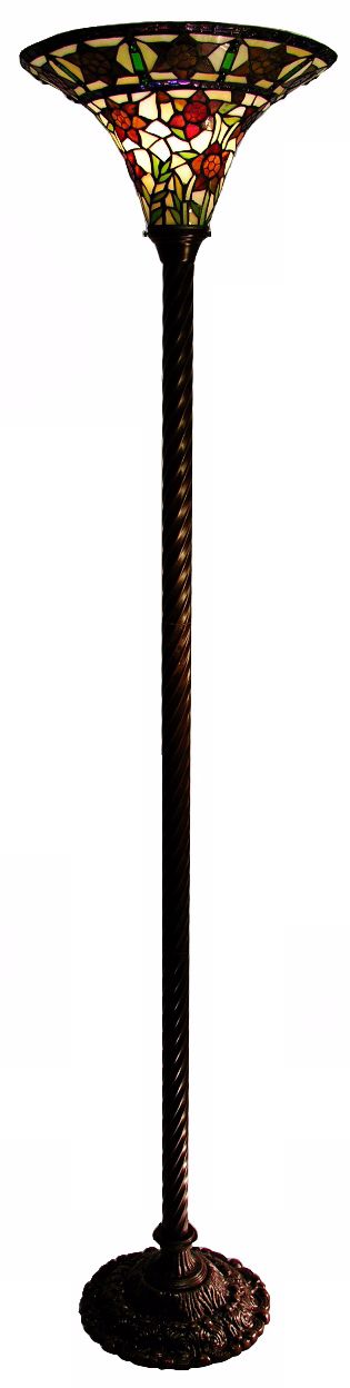 Star Vine Art Glass Tiffany Style Torchiere Floor Lamp