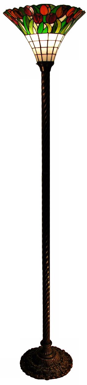 Flower Bed Art Glass Tiffany Style Torchiere Floor Lamp