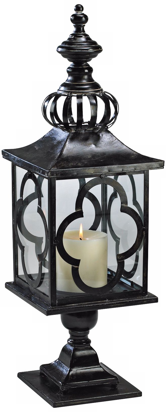 Regal 28" High Iron and Glass Candle Lantern