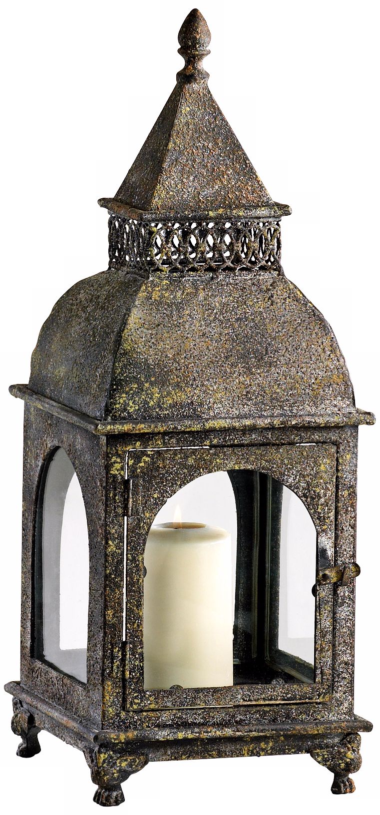 Scott's Rustic Patina Pillar Candle Lantern