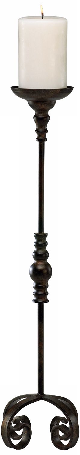 Large Oliver Bronze 29 1/2" High Iron Candlestick