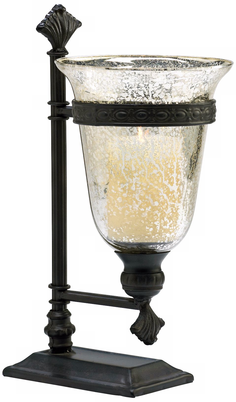 Bello Black Iron and Antique Mirror Glass Candleholder