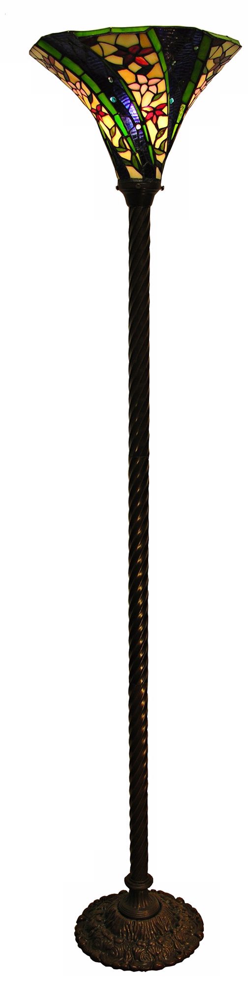 Floral Swirl Tiffany Style Torchiere Floor Lamp