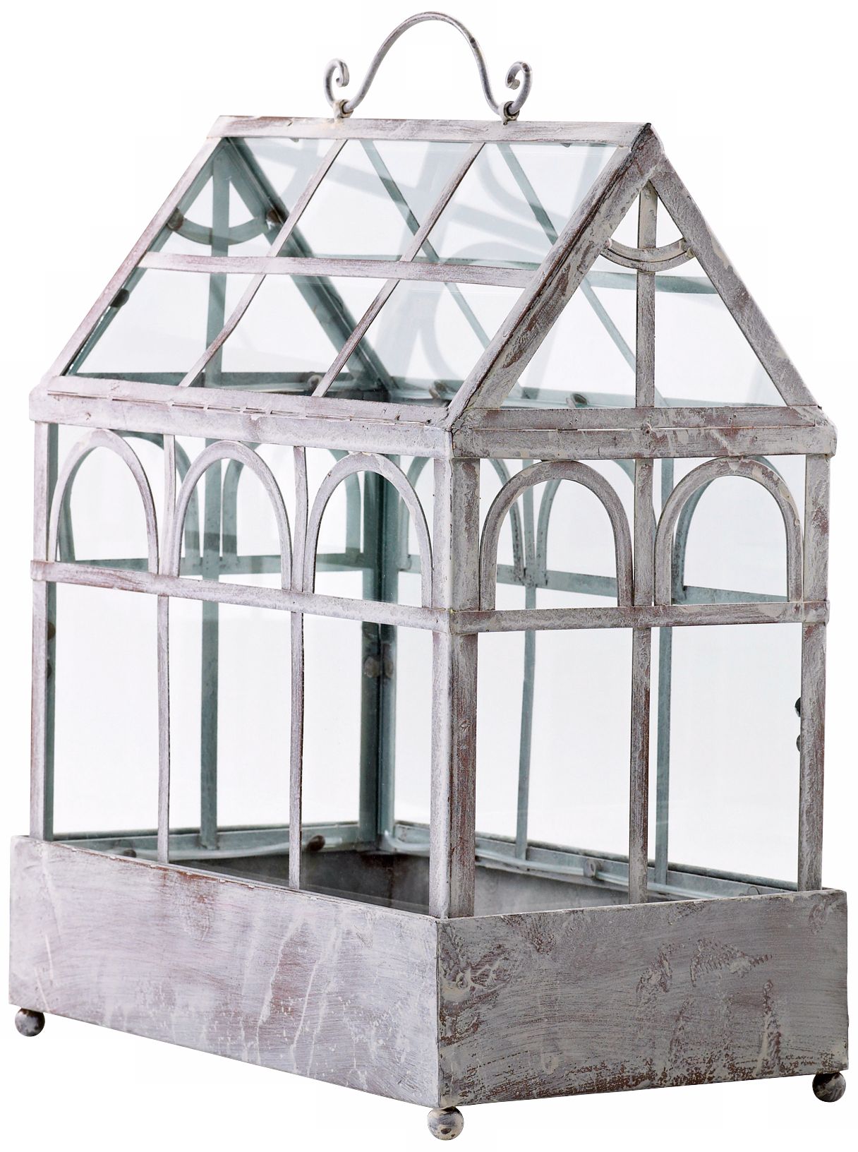 Antique White Iron and Glass Terrarium
