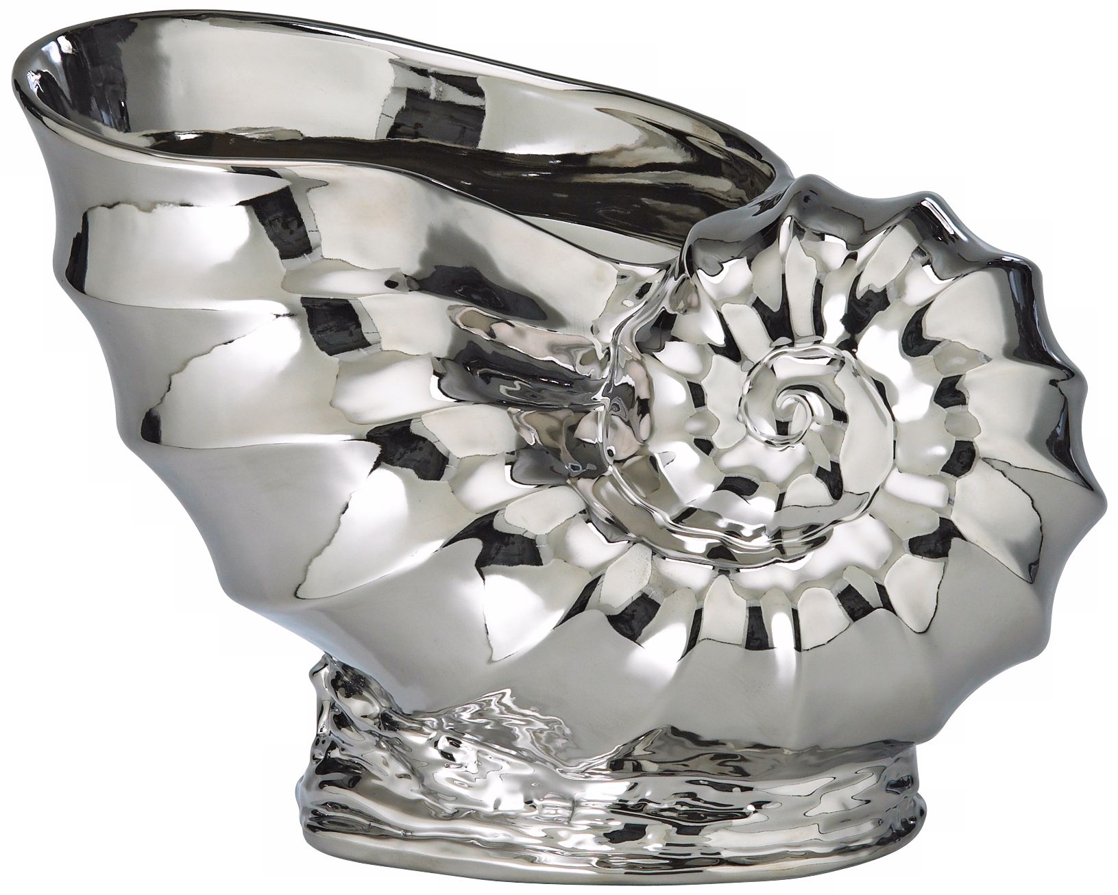 Chrome Shell 15" Wide Ceramic Planter