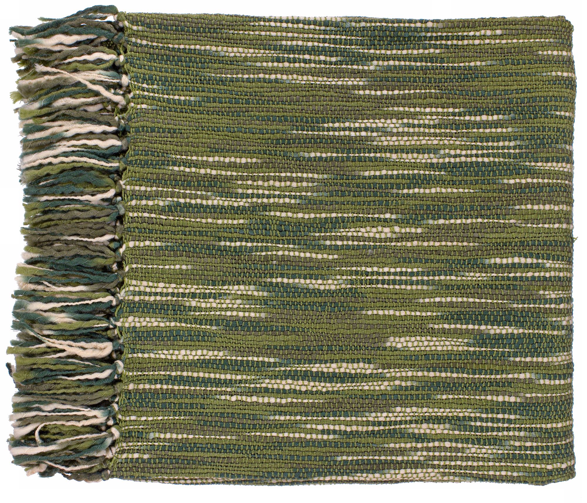Surya Teegan Ivory and Green Throw Blanket