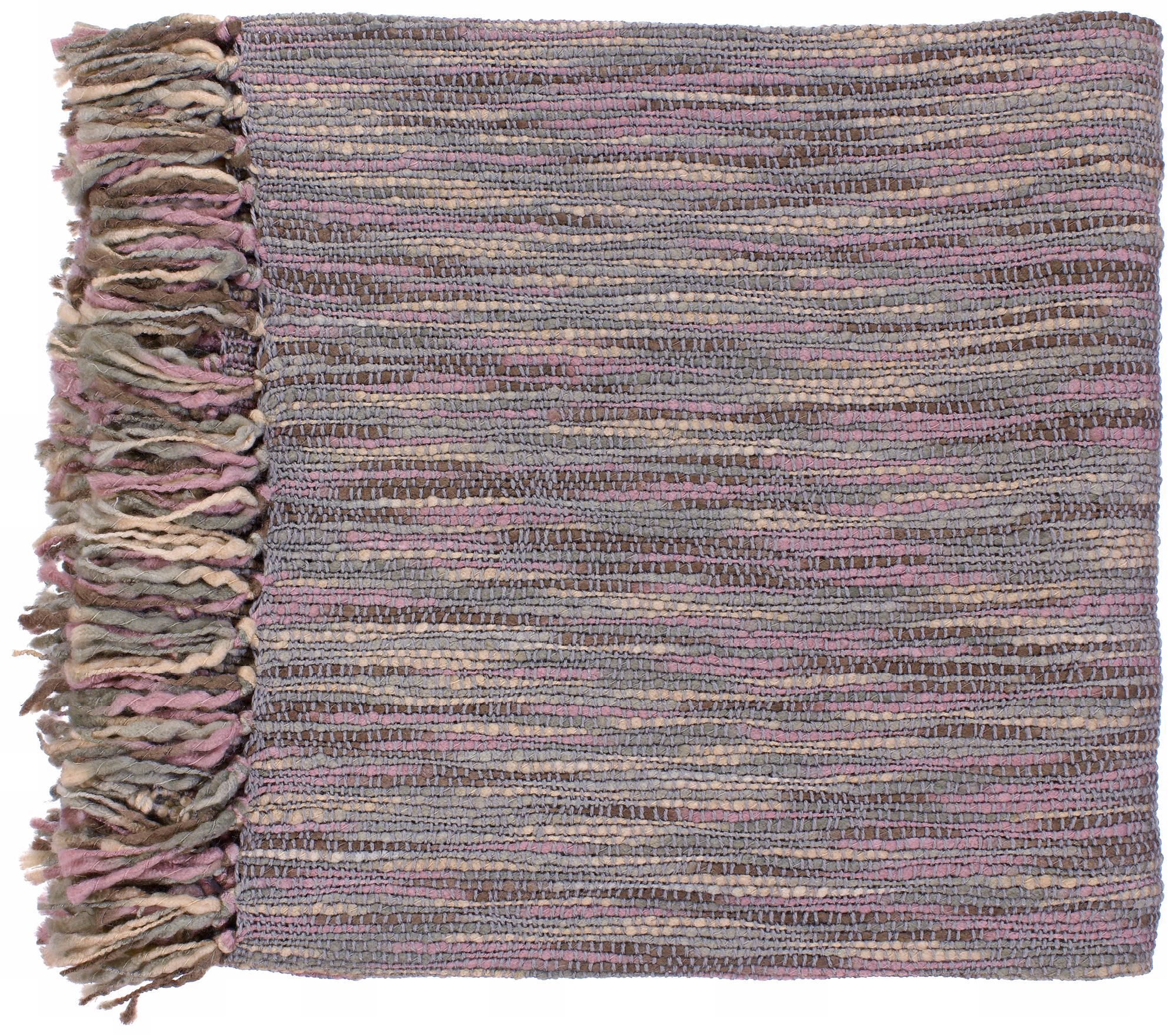 Surya Teegan Gray and Mauve Throw Blanket