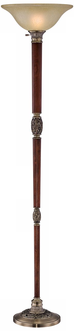 Lite Source Keyshawn Dark Walnut Torchiere Floor Lamp