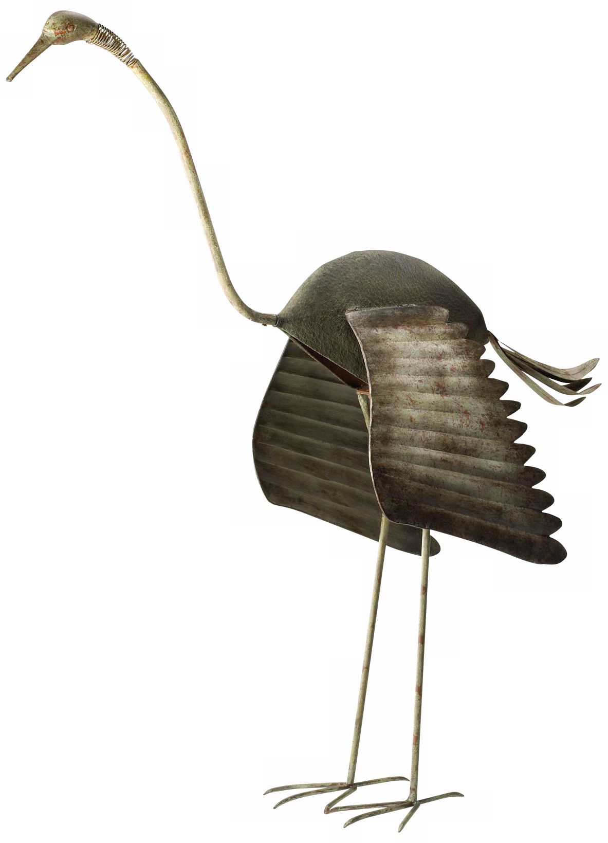 Antiqued Ash Iron Large Flamingo Sculpture