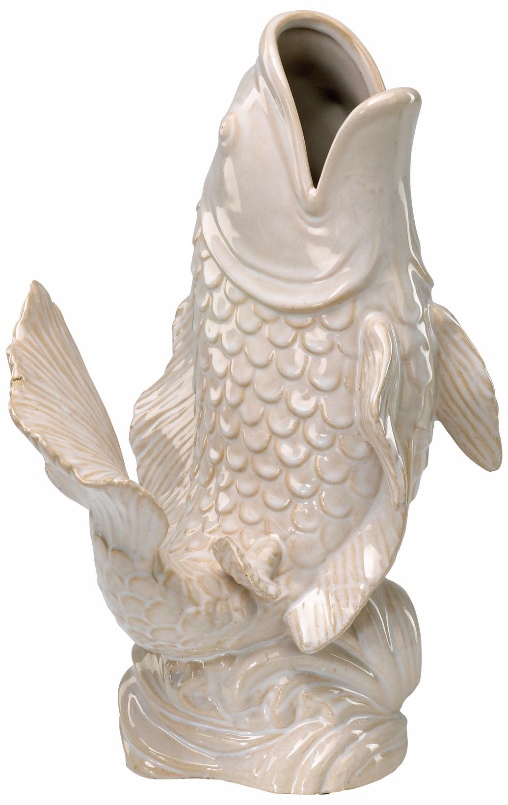 Gloss White Ceramic Koi Fish Vase