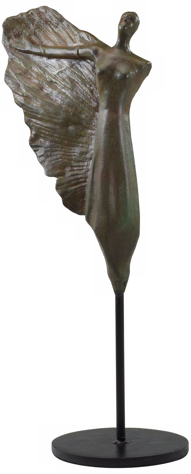 Bronze Patina Right Winged Female Form Iron Sculpture