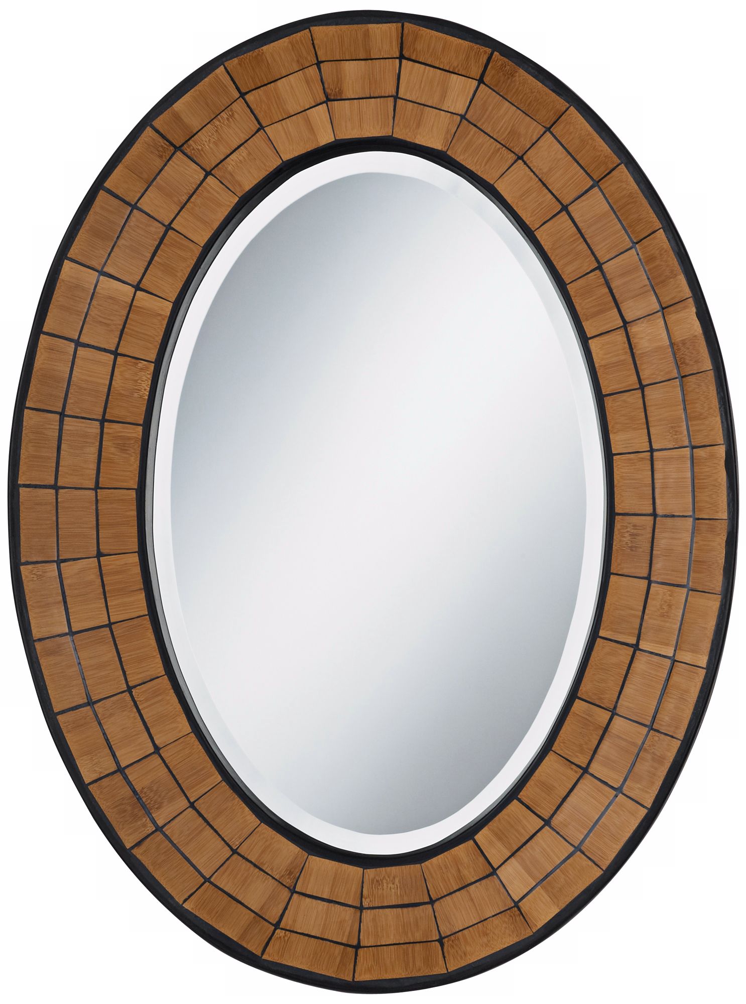 Bamboo Mosaic 30 1/4" High Oval Wall Mirror