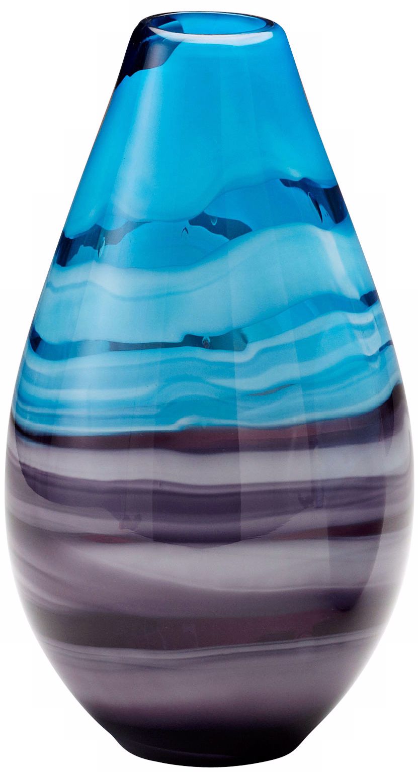 Tall Callie Turquoise and Purple Glass Vase