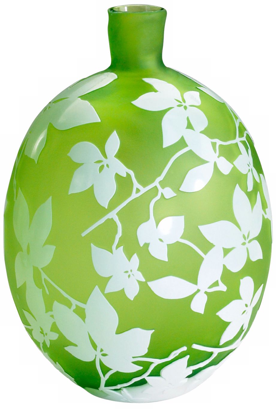 Blossom Small Green and White Glass Vase