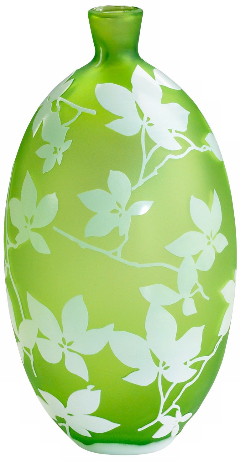 Blossom Large Green and White Glass Vase