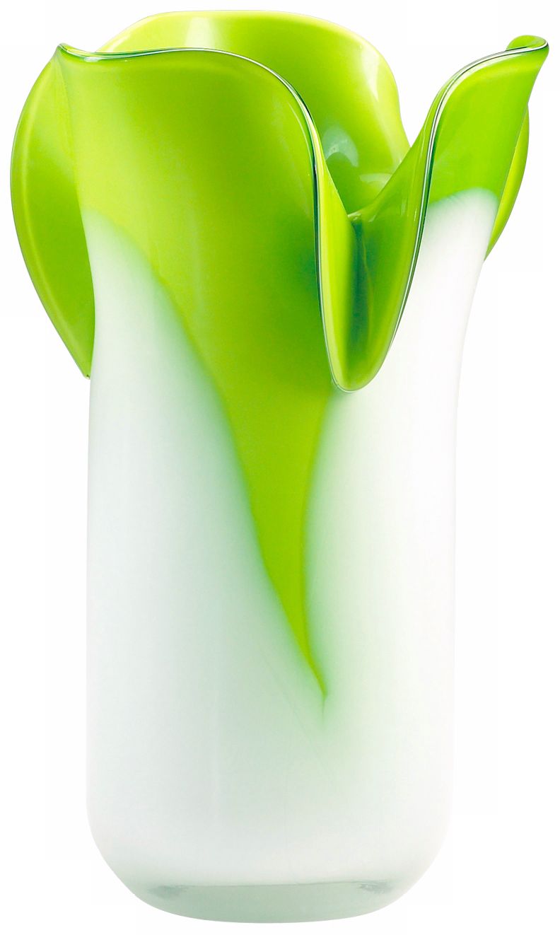Andre Small Hot Green and Icy White Glass Vase