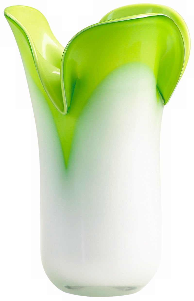 Andre Large Hot Green and Icy White Glass Vase