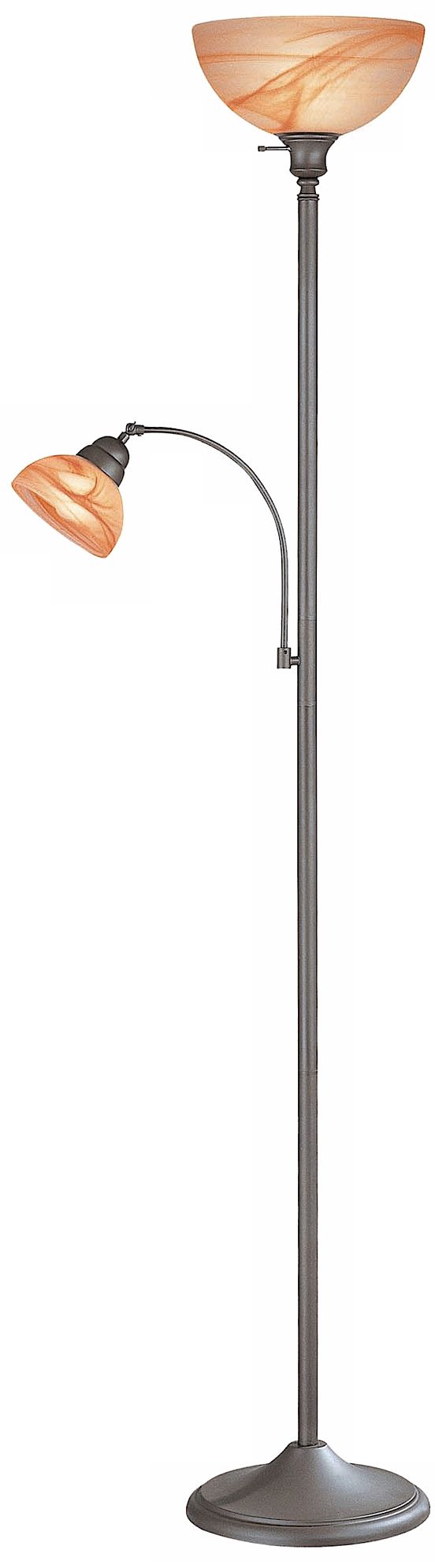 Lite Source Marblesk Torchiere Floor Lamp with Reading Light