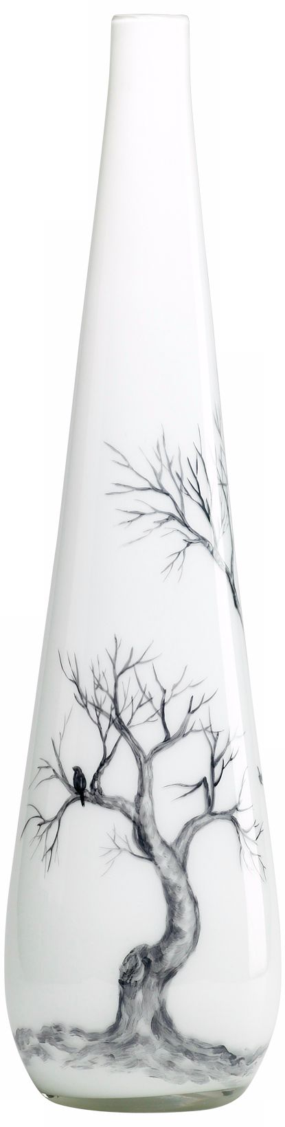 Winter Elm Glass Large White Vase