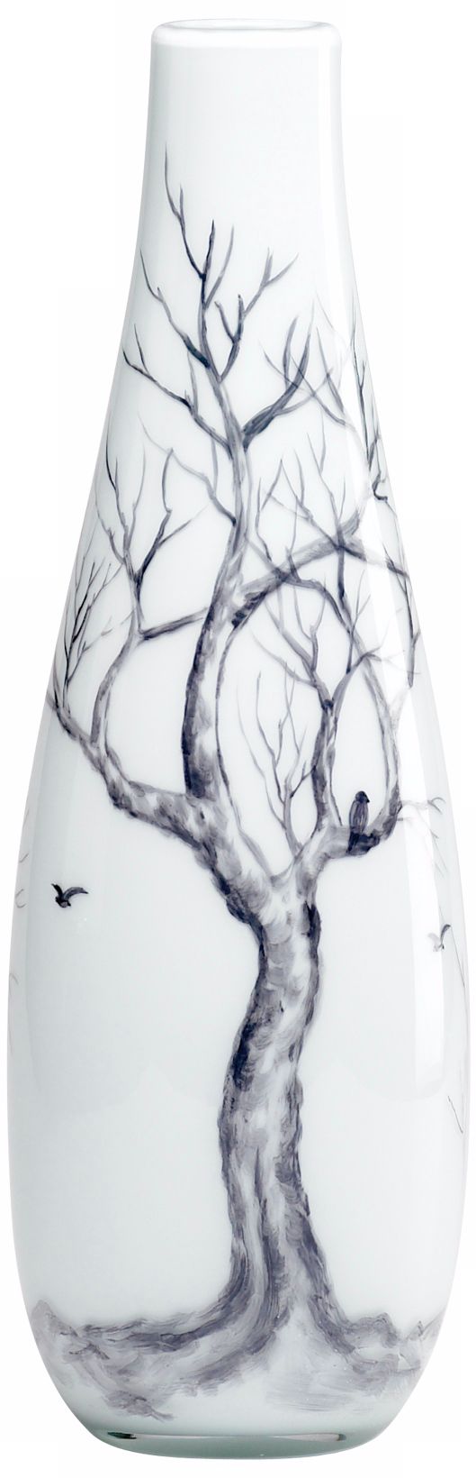 Winter Elm Glass Medium White Vase