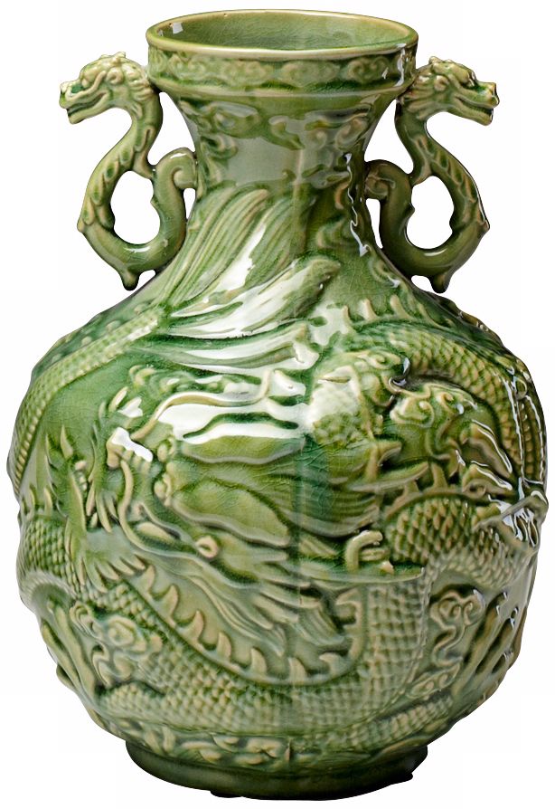 Small Green Apple Singapore Dragon Vase