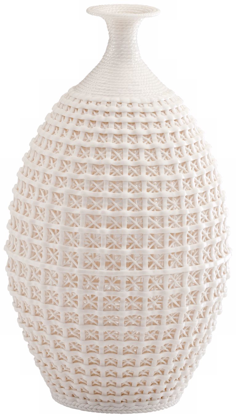 Large Diana Braided And Lattice Matte White Ceramic Vase