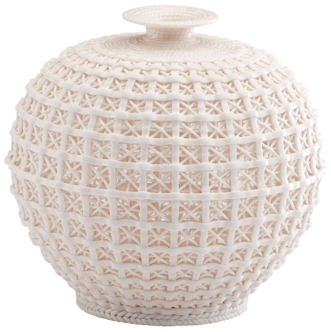 Braided And Lattice Design Matte White Small Diana Vase