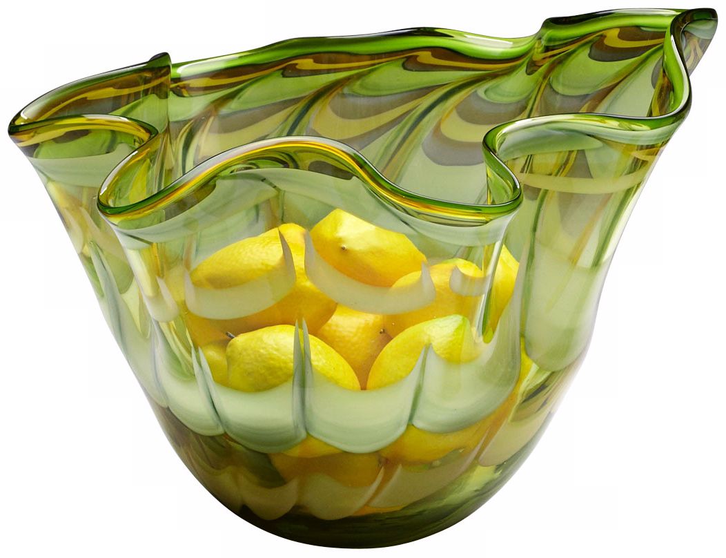 Medium Francisco Green and Yellow Glass Bowl