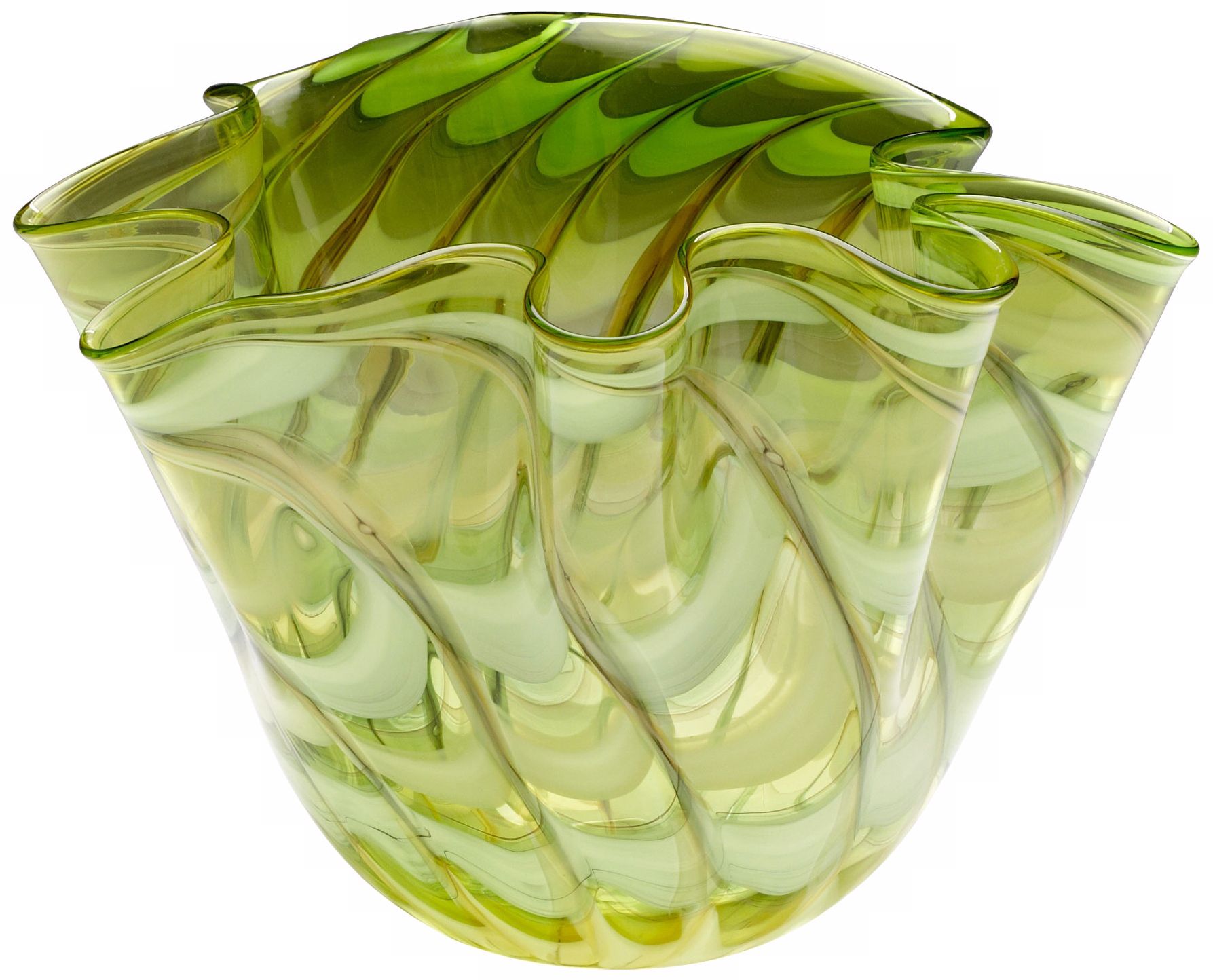 Large Francisco Green and Yellow Glass Bowl