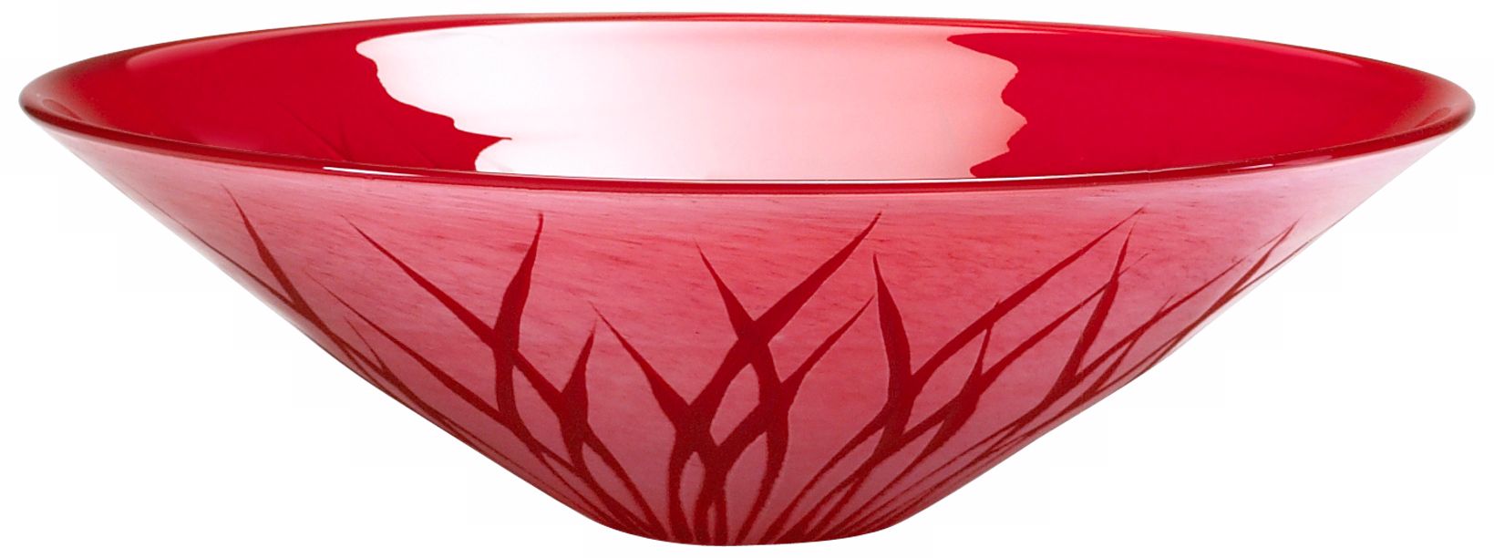Small Rouge Red Glass Serving Bowl  With Etched Detailing