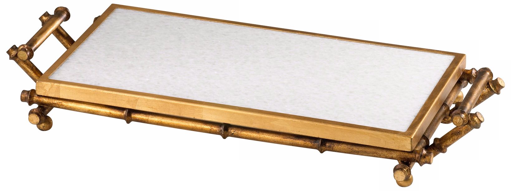 Marble and Gold Finish Bamboo Serving Tray