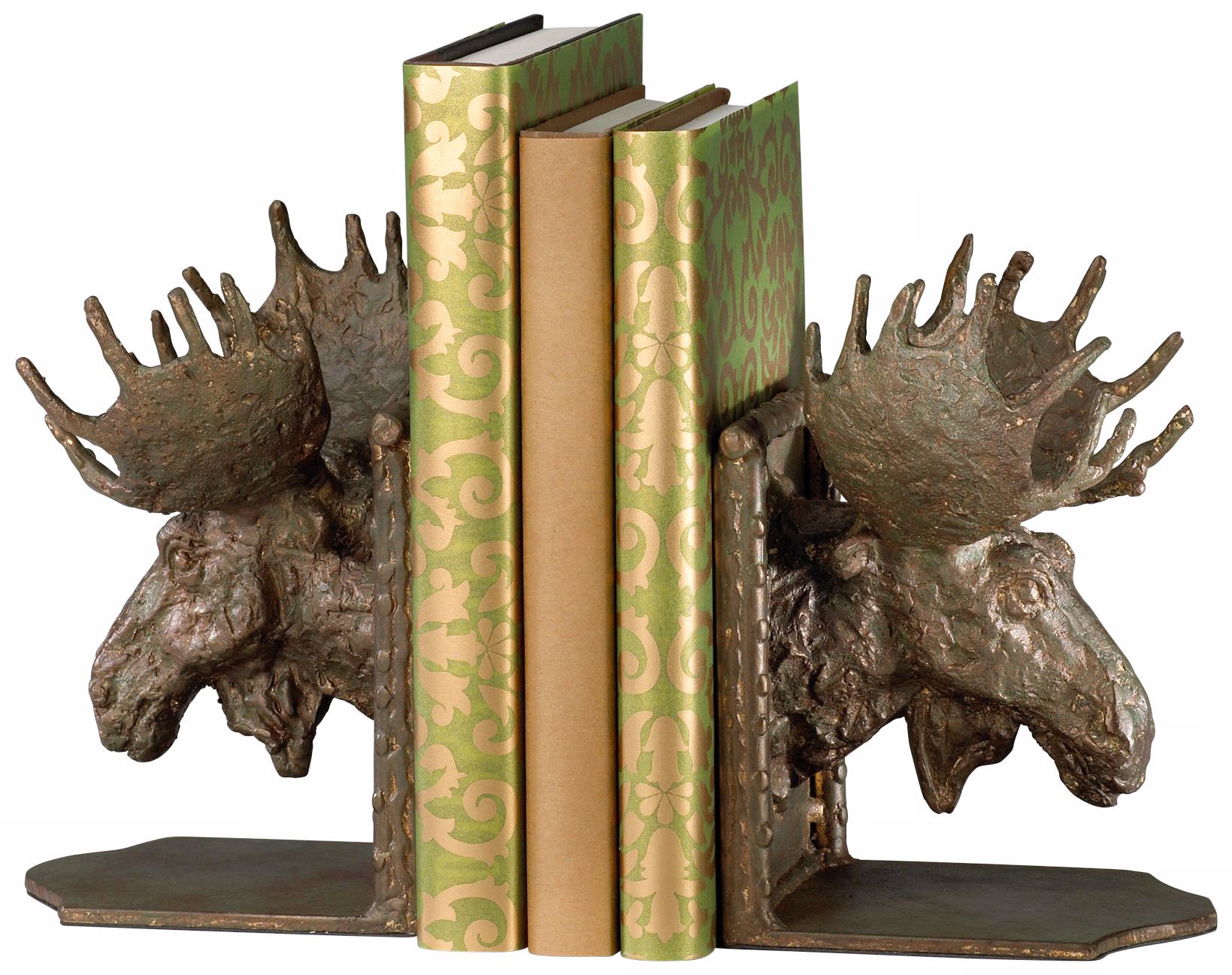 Bronze Finish Moose Head Bookends