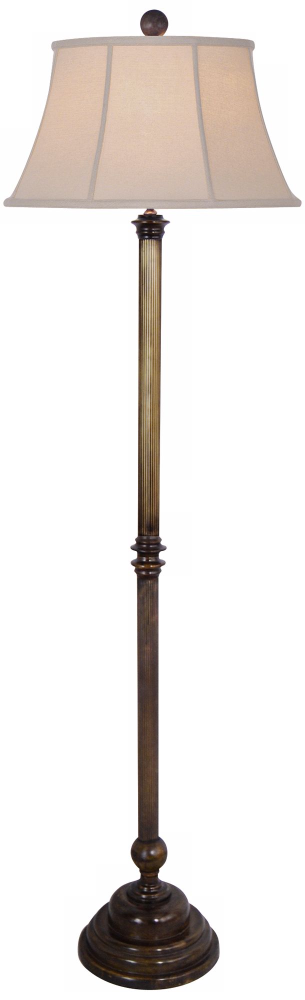 Round Base Brown Jade and Brass Floor Lamp
