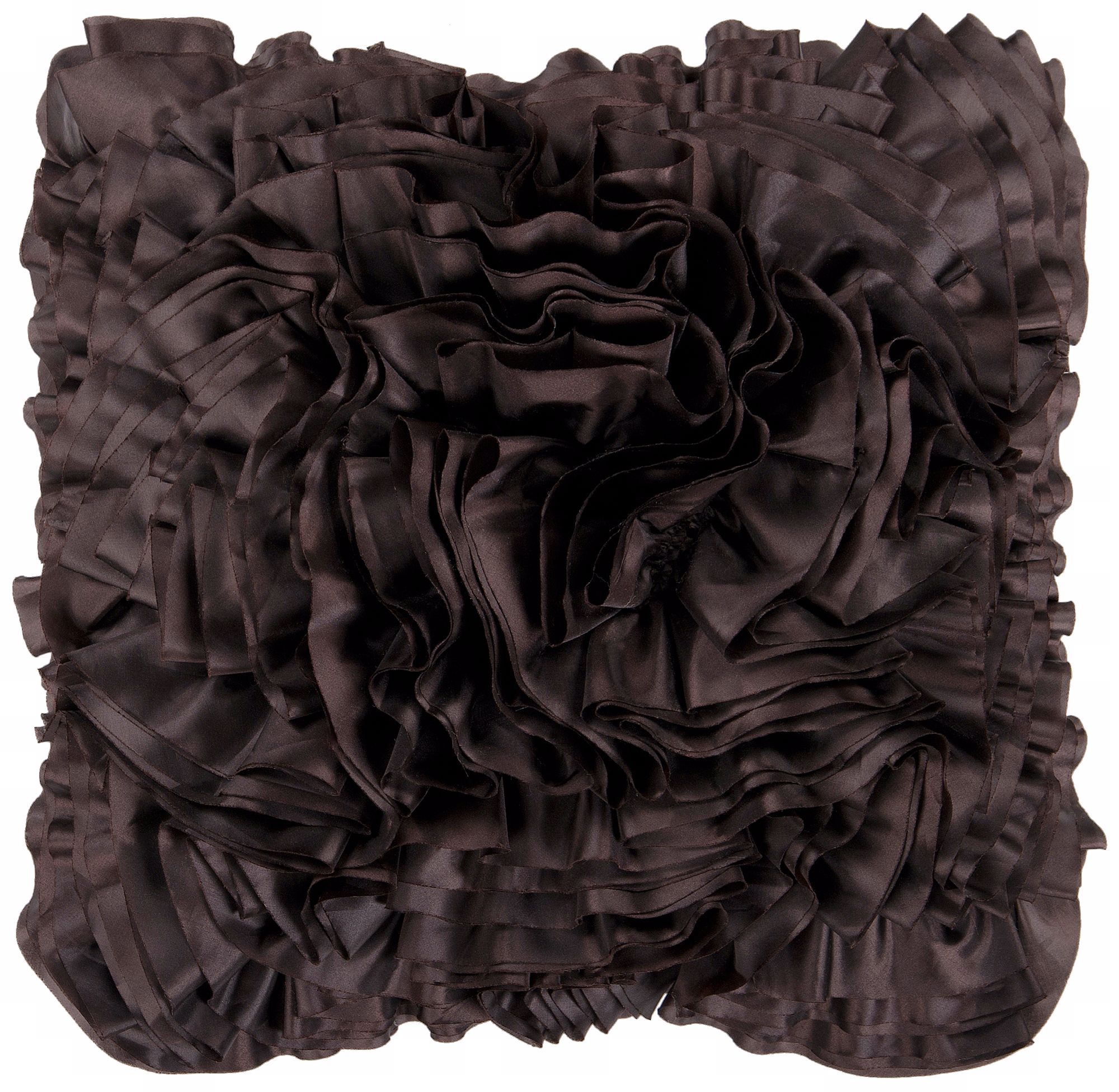 Surya 18" Square Black Cola Ruffled Accent Pillow