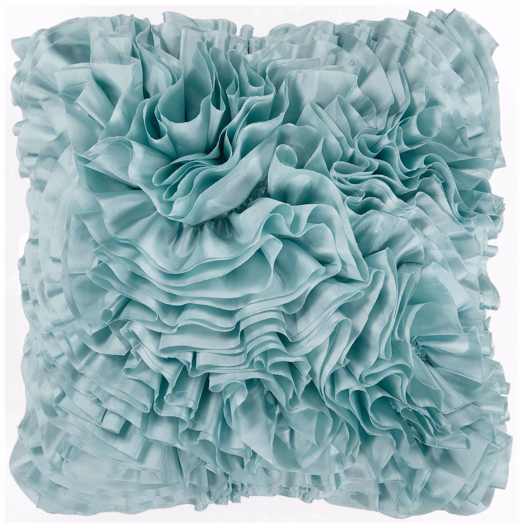 Surya 18" Square Light Blue Haze Ruffled Accent Pillow