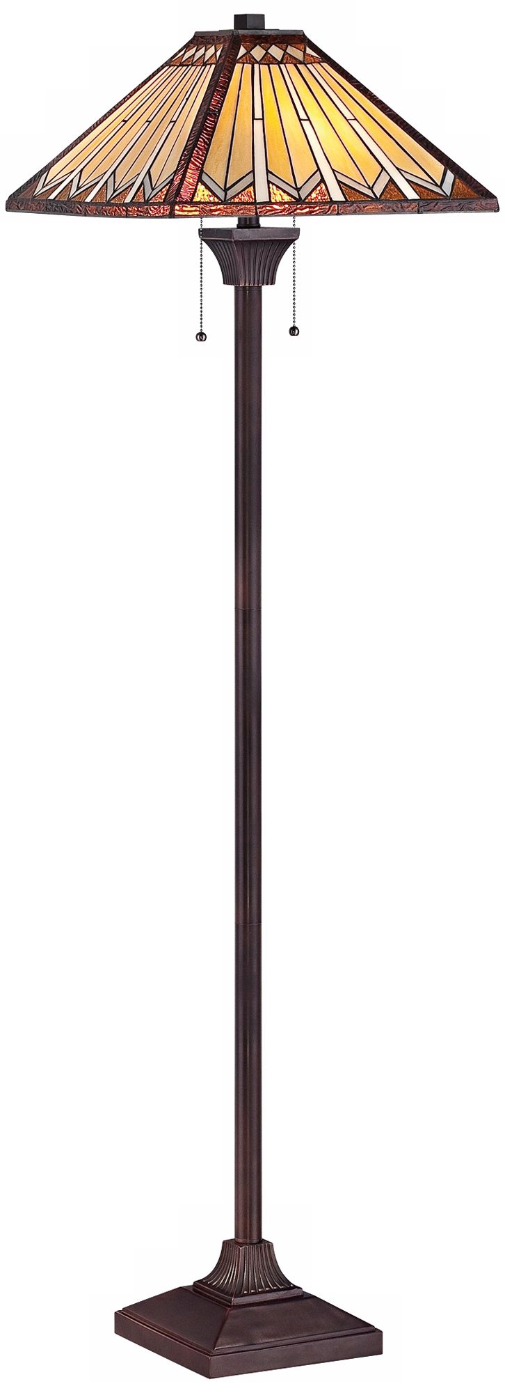 Tanner Mission Tiffany Style Quoizel Floor Lamp