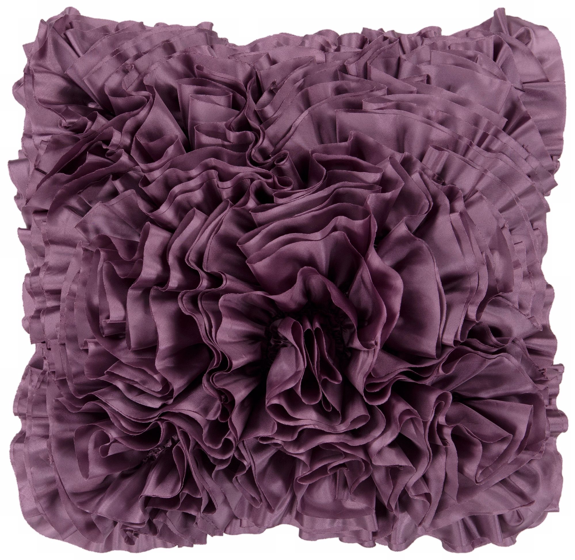 Surya 18" Square Purple Plum Ruffled Accent Pillow