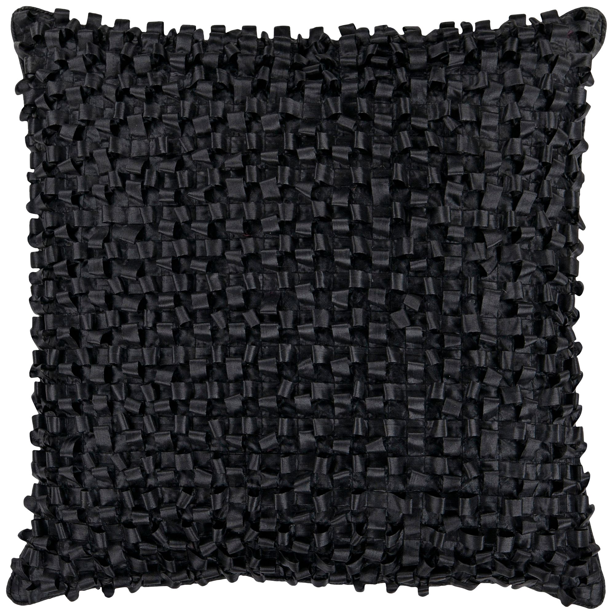 Surya Looped 18" Square Caviar Black Throw Pillow
