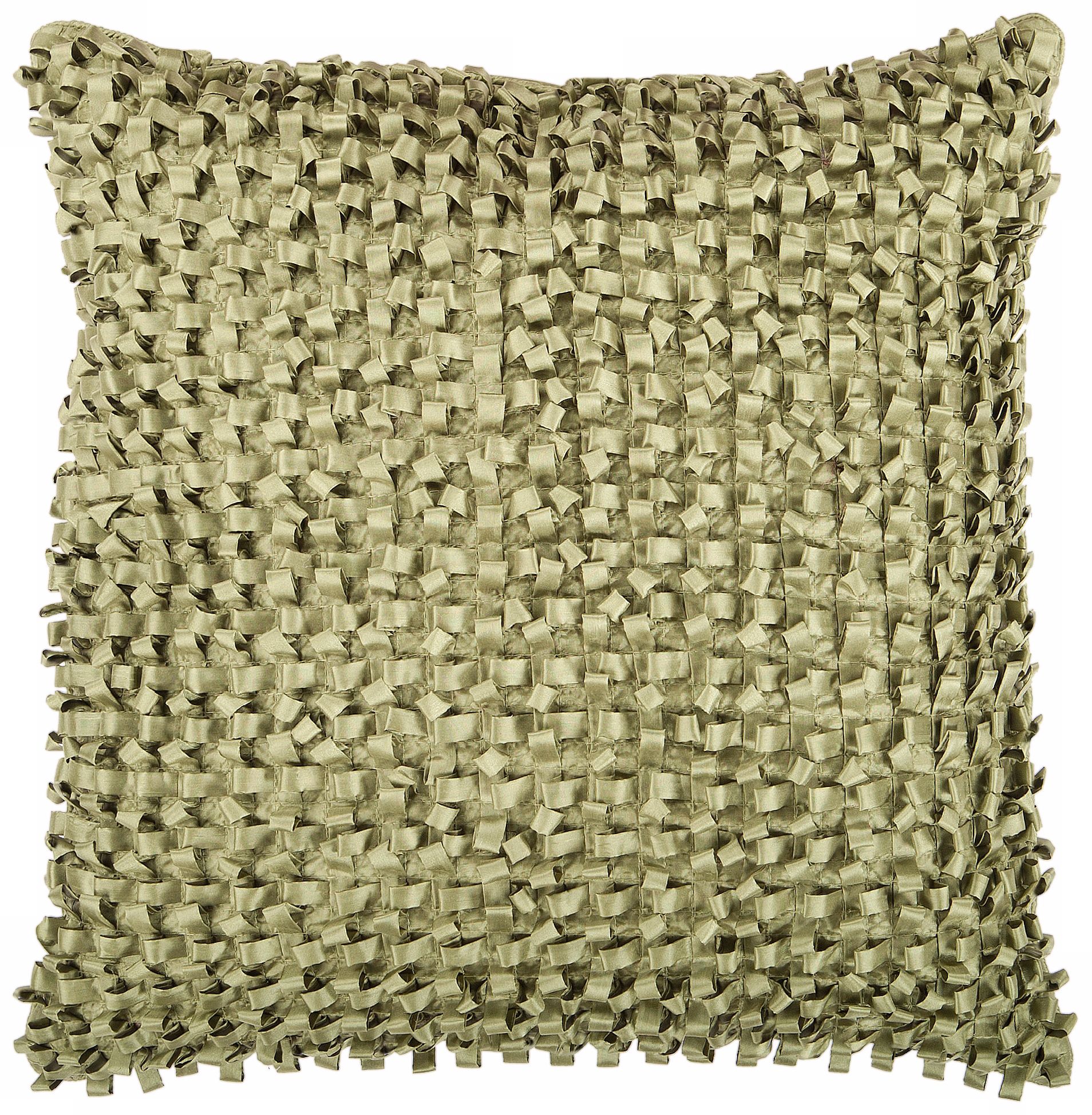 Surya Looped 18" Square Fern Green Throw Pillow
