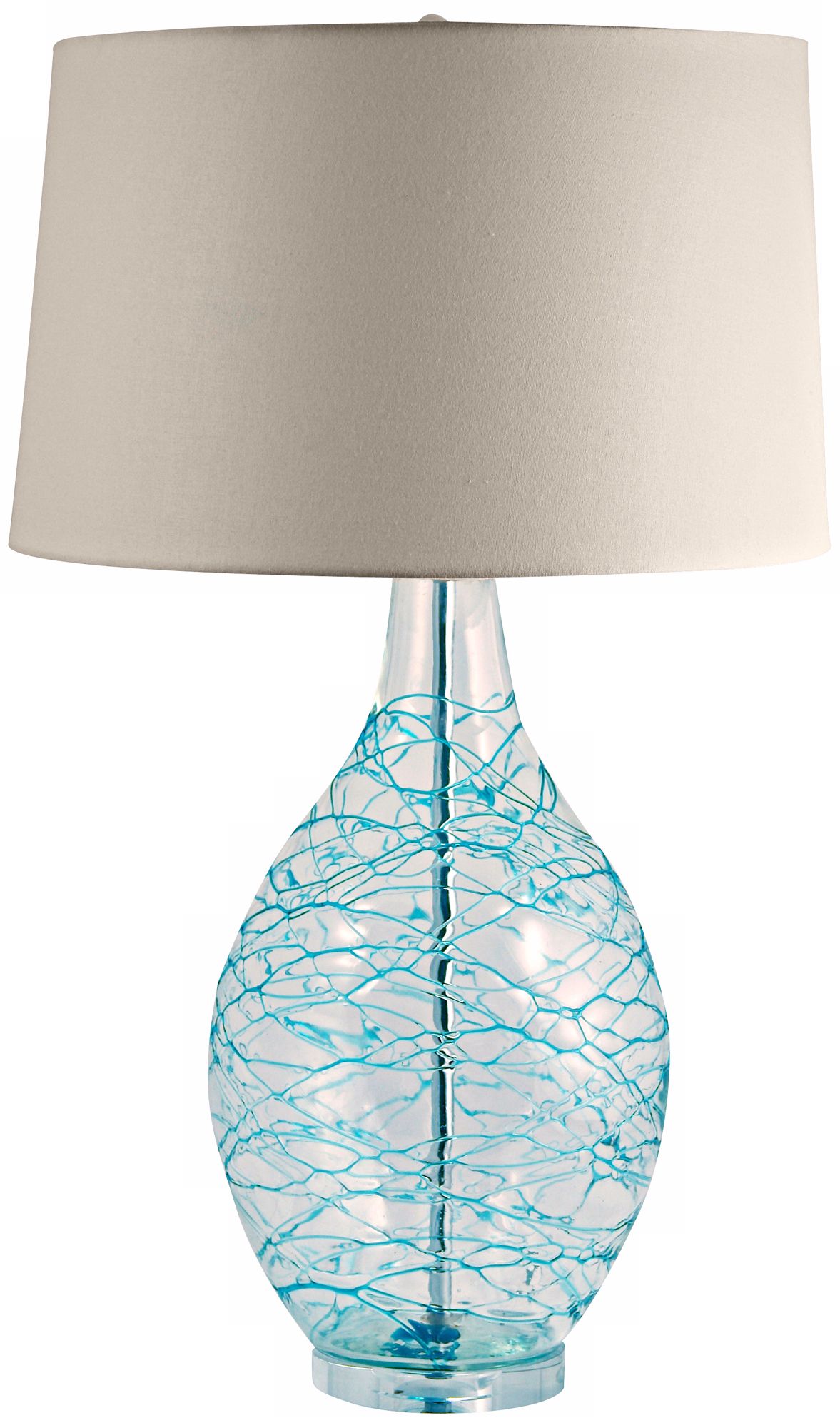 Blue Glass Swirl Over Clear Glass Table Lamp