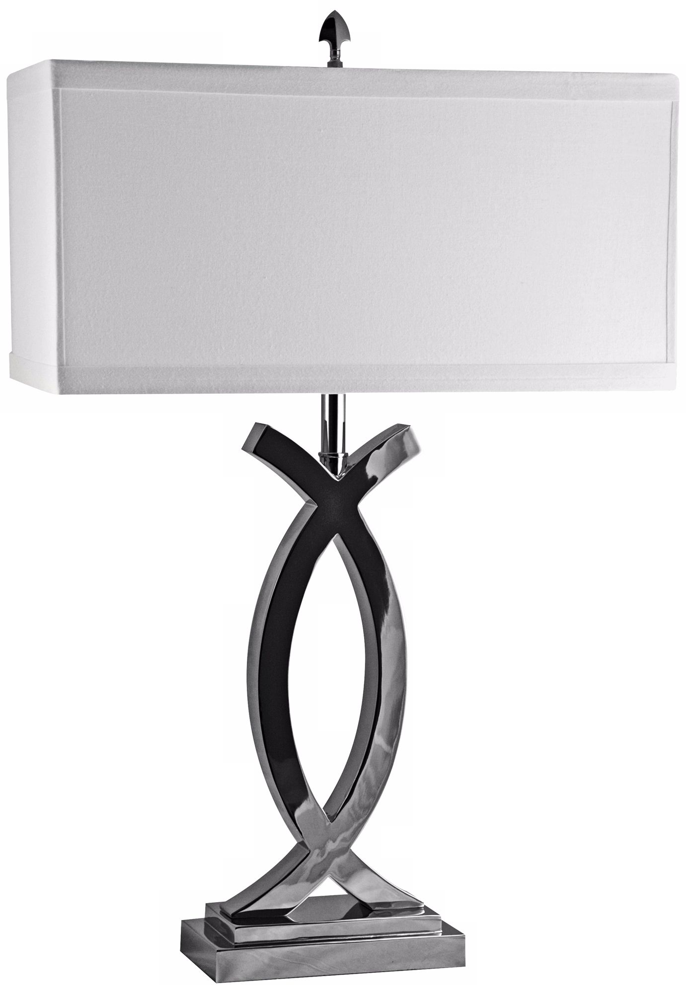 Pisces Polished Nickel with Cotton Shade Table Lamp