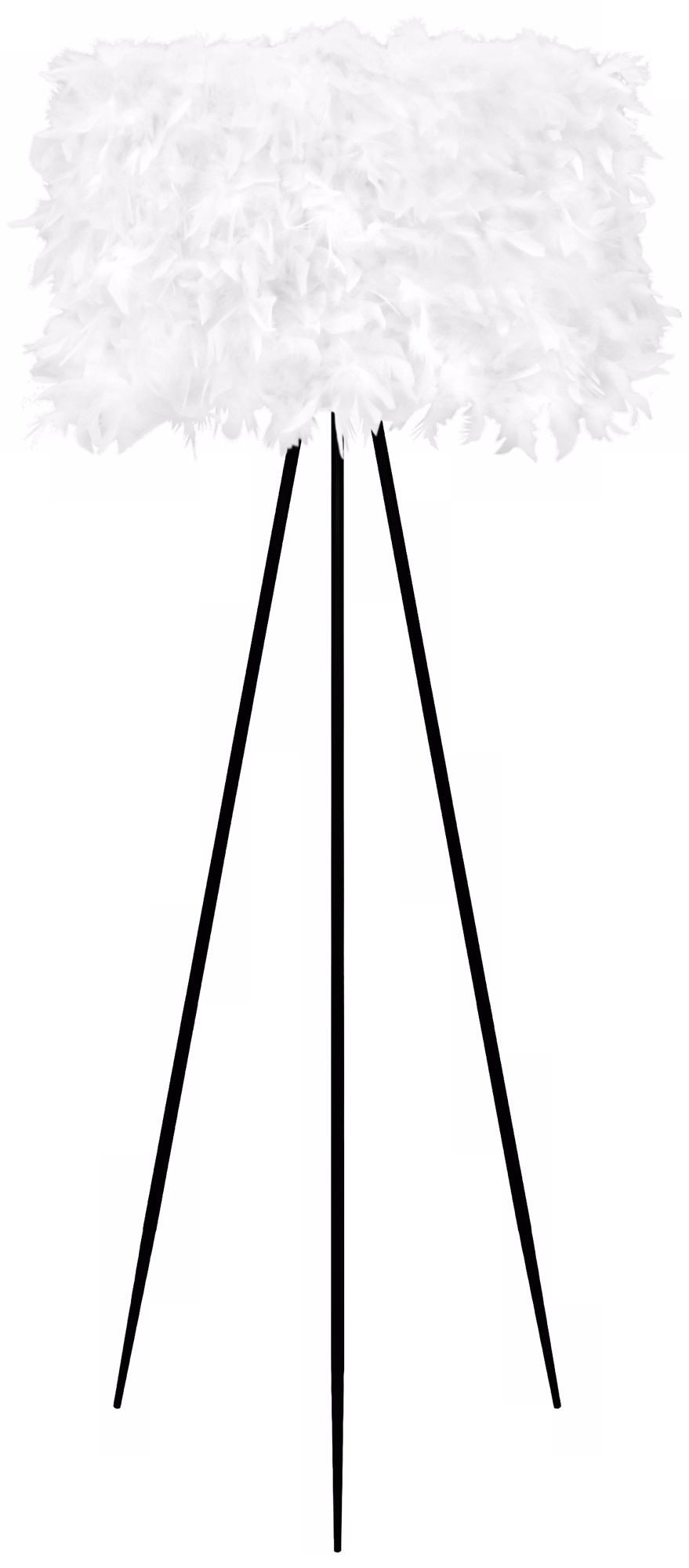 Black Tripod Floor Lamp with White Faux Feather Shade