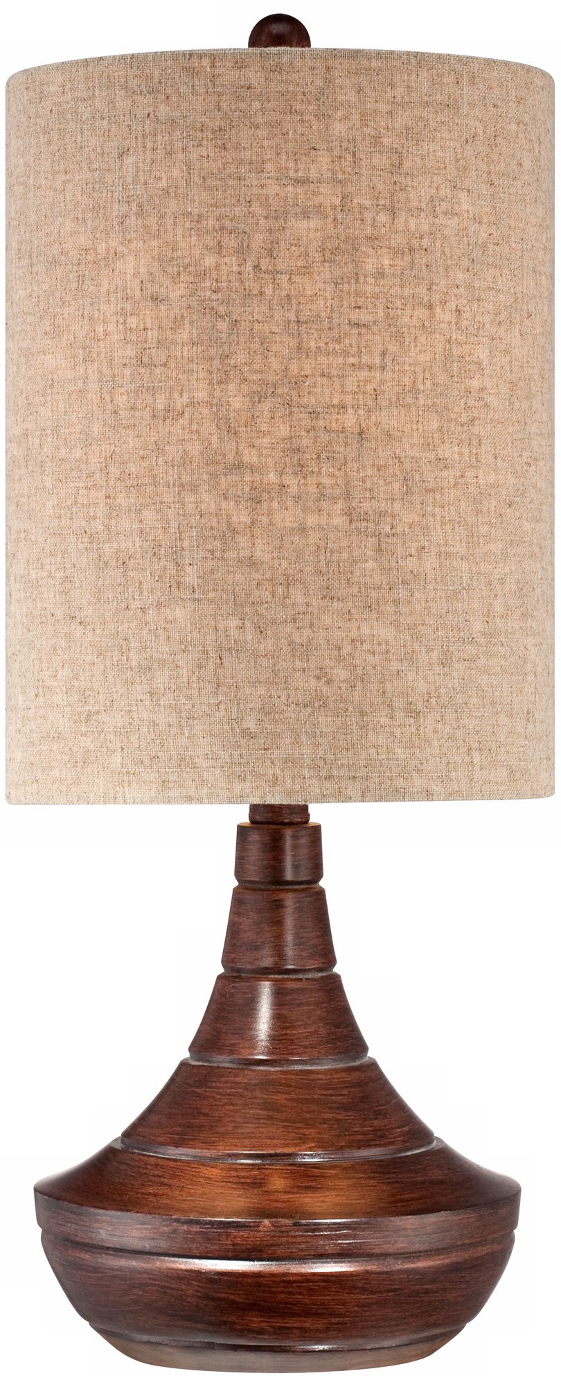 Natural Brown Wood Finish Modern Grooved Gourd Table Lamp