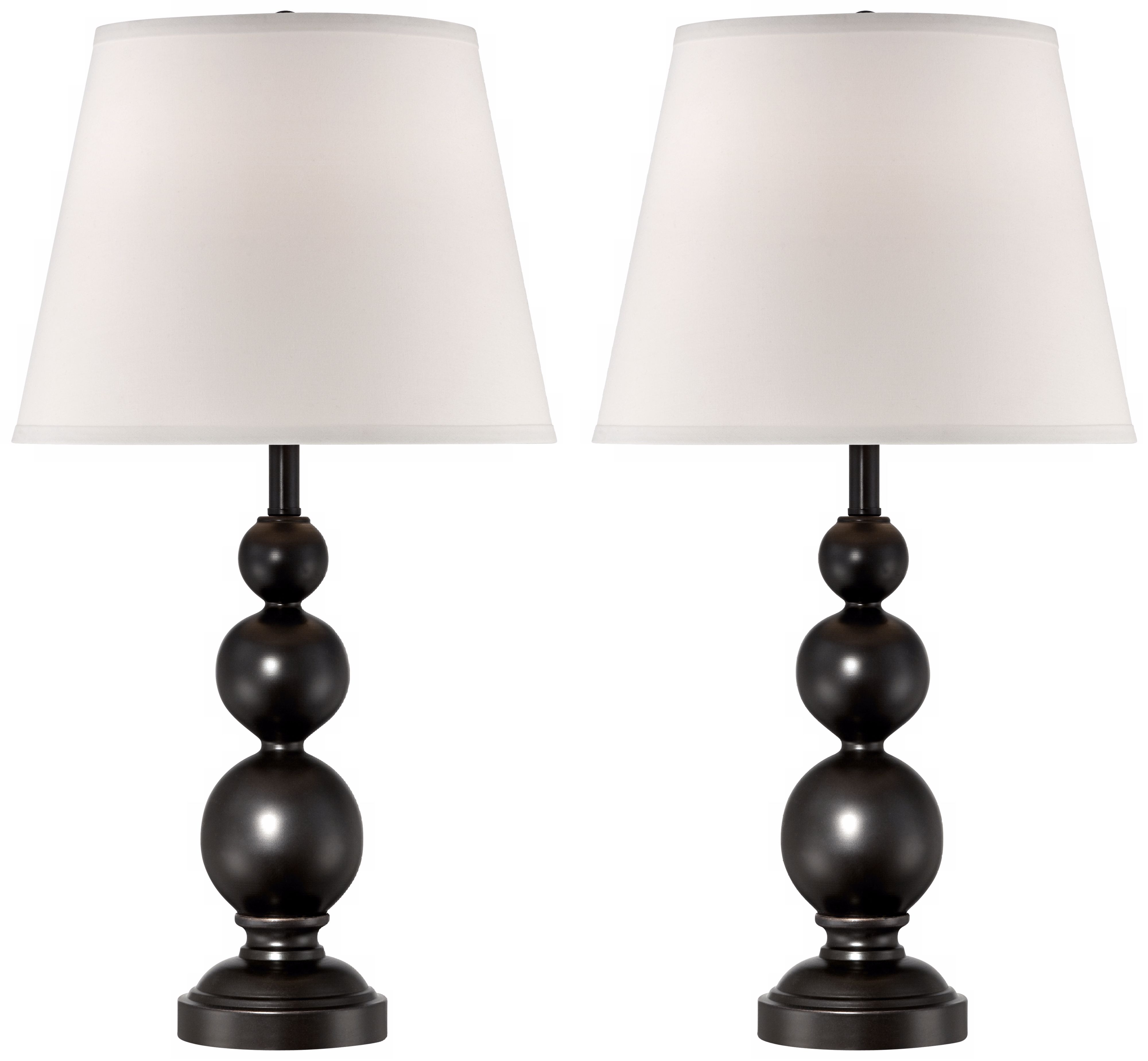 Set of 2 Stacked Metal Sphere Bronze Table Lamps