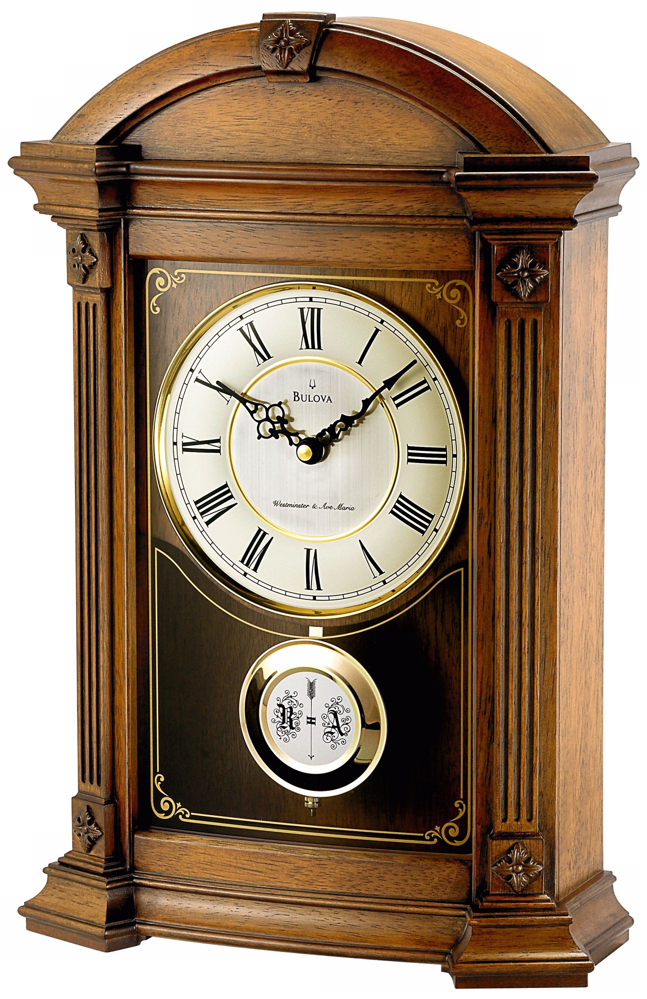 Allerton 17 1/2" High Triple-Chime Bulova Mantel Clock