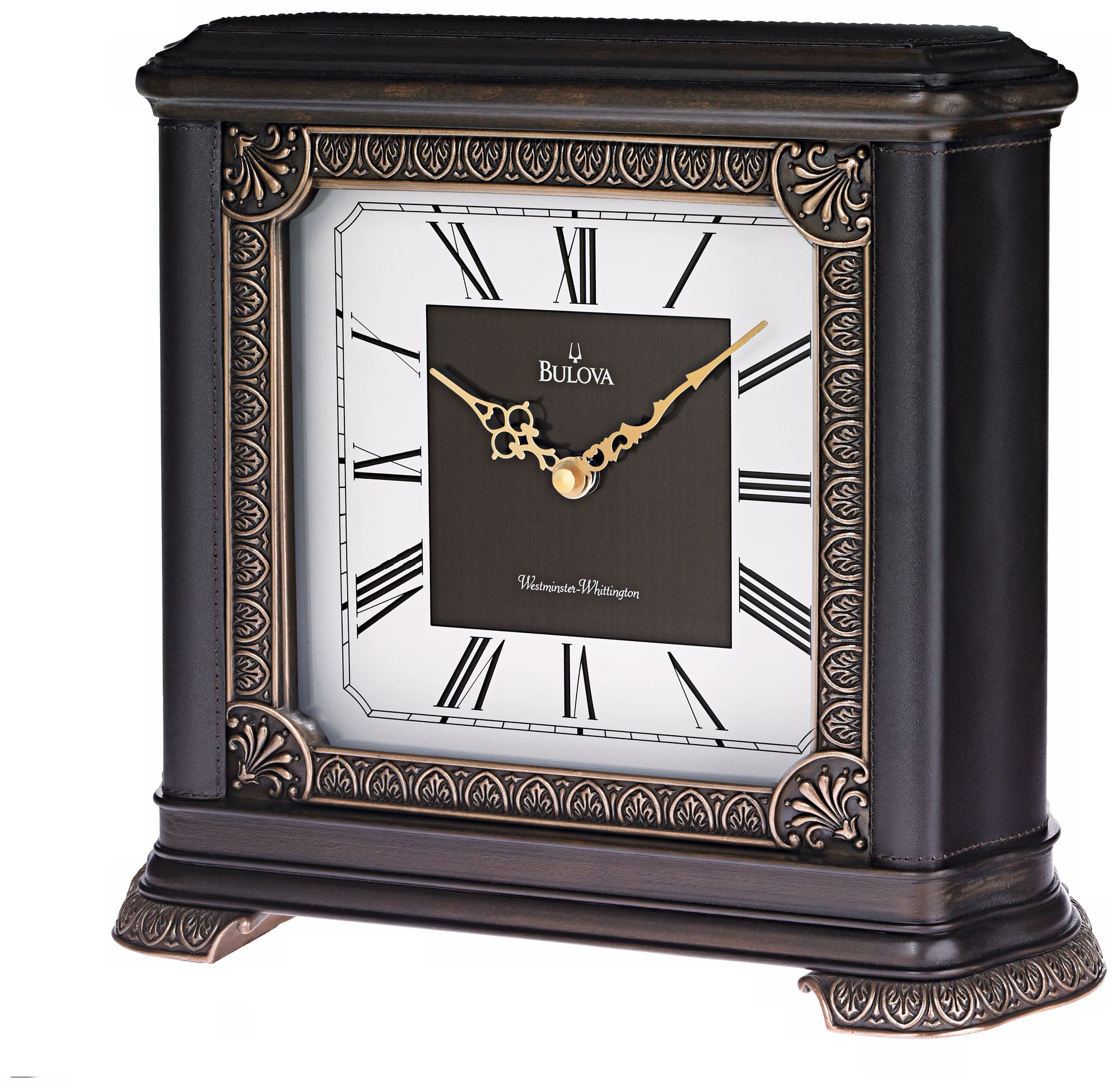 Moraine Chimes 12 1/2" Wide Black Walnut Bulova Mantel Clock