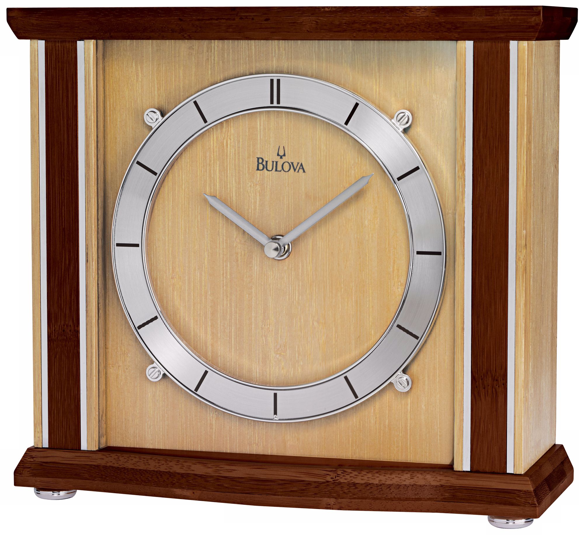 Emporia Solid Bamboo 10" Wide Bulova Mantel Clock