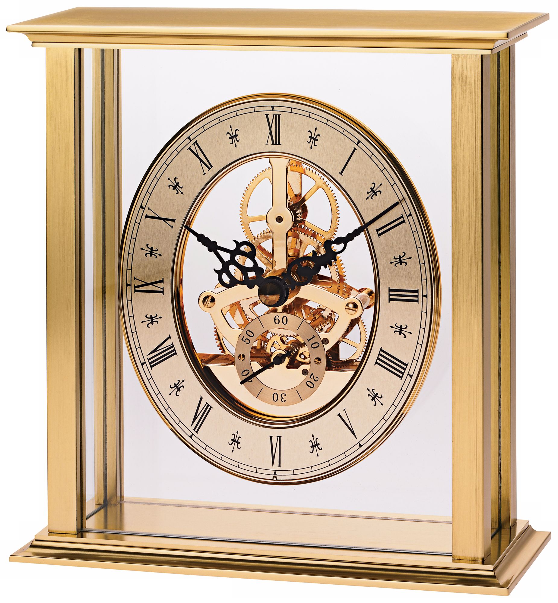 Castine II 6 3/4" High Brushed Brass Bulova Mantel Clock